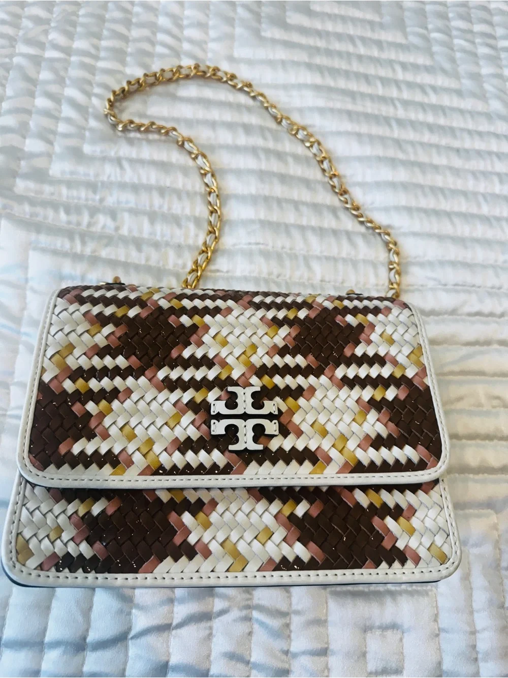 Tory Burch Multicolor Woven Leather Crossbody Bag